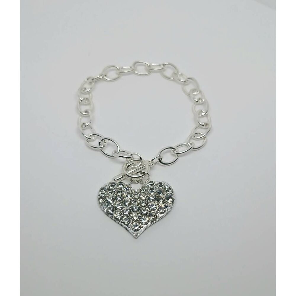 Rhinestone heart bracelet